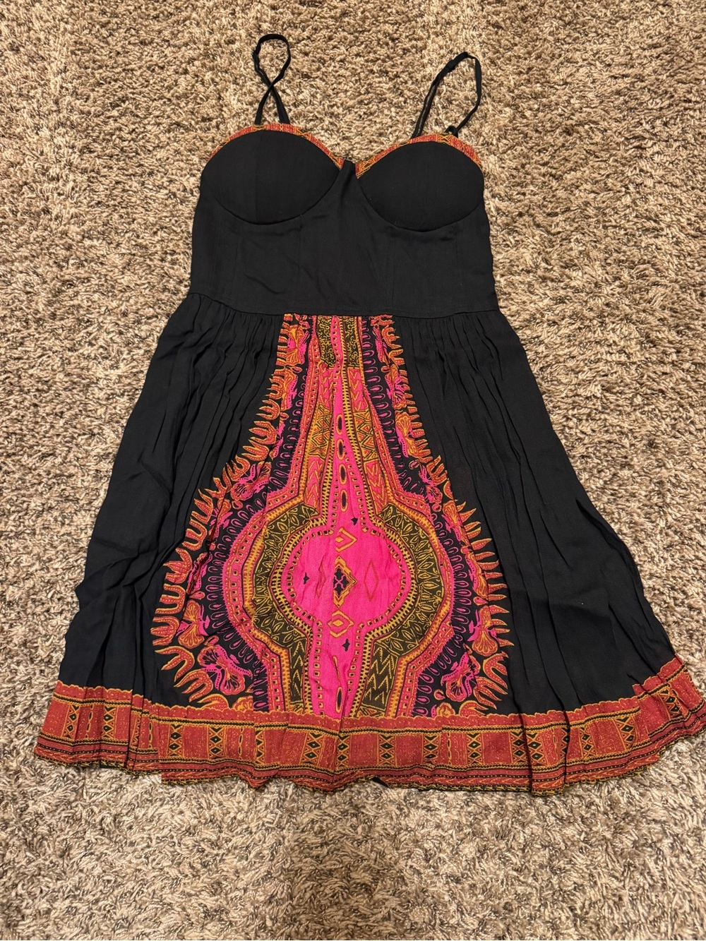 Band of Gypsies Black Bustier Patterned Dress